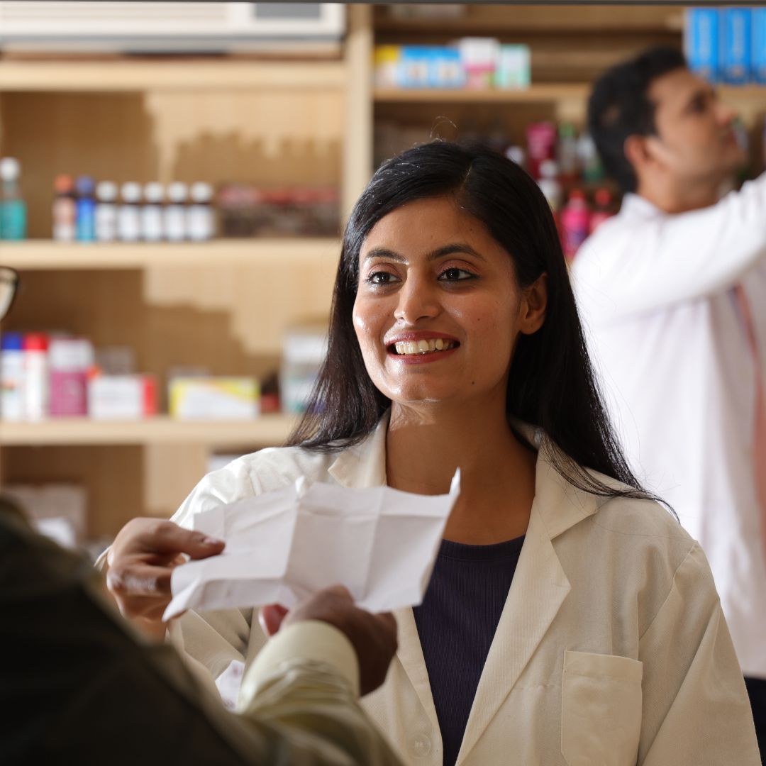 Pharmacist smiling