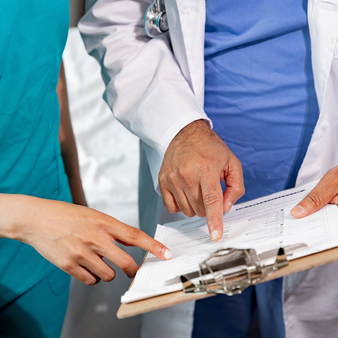 Doctor and patient talking.